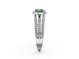 White gold Fancy Green Cushion  Cut Halo Diamond Engagement Ring with Split Shank and Four-Prong Setting_21