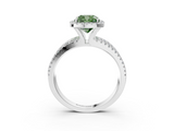 White gold Fancy Green Cushion  Cut Halo Diamond Engagement Ring with Split Shank and Four-Prong Setting_22