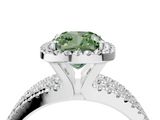 White gold Fancy Green Cushion  Cut Halo Diamond Engagement Ring with Split Shank and Four-Prong Setting_24
