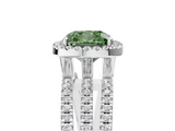 White gold Fancy Green Cushion  Cut Halo Diamond Engagement Ring with Split Shank and Four-Prong Setting_25