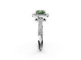 White gold Fancy Green Cushion  Cut Halo Diamond Pave Band with Four-Prong Setting_39