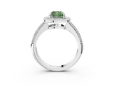 White gold Fancy Green Cushion  Cut Halo Diamond Pave Band with Four-Prong Setting_40