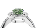 White gold Fancy Green Cushion  Cut Halo Diamond Pave Band with Four-Prong Setting_41