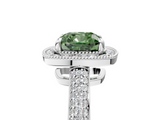 White gold Fancy Green Cushion  Cut Halo Diamond Pave Band with Four-Prong Setting_42