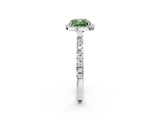 White gold Fancy Green Cushion Cut Halo Diamond Pave Band with Prong Setting_14