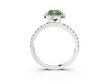 White gold Fancy Green Cushion Cut Halo Diamond Pave Band with Prong Setting_15
