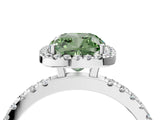 White gold Fancy Green Cushion Cut Halo Diamond Pave Band with Prong Setting_16