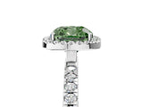 White gold Fancy Green Cushion Cut Halo Diamond Pave Band with Prong Setting_17