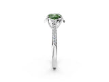 White gold Fancy Green Cushion  Cut Halo Diamond Ring with Channel Set Band and Four-Prong Setting_35