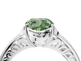 White gold Fancy Green Cushion  Cut Halo Diamond Ring with Channel Set Band and Four-Prong Setting_37