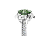 White gold Fancy Green Cushion  Cut Halo Diamond Ring with Channel Set Band and Four-Prong Setting_38