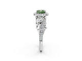 White gold Fancy Green Cushion Cut Halo Diamond Ring with Milgrain and Bezel Accents on a Split Shank Band_14