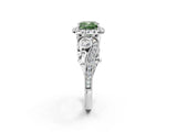 White gold Fancy Green Cushion Cut Halo Diamond Ring with Milgrain and Bezel Accents on a Split Shank Band_26