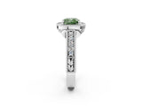 White gold Fancy Green Cushion  Cut Halo Diamond Ring with Pavé Band and Four-Prong Setting_73