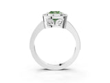 White gold Fancy Green Cushion  Cut Halo Diamond Ring with Pavé Band and Milgrain Prong Setting_35