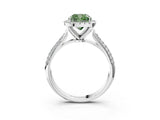 White gold Fancy Green Cushion Cut Halo Diamond Ring with Pavé Band_39