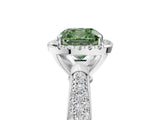 White gold Fancy Green Cushion Cut Halo Diamond Ring with Pavé Band_41