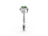 White gold Fancy Green Cushion  Cut Halo Diamond Ring with Pave Band and Four-Prong Setting_25
