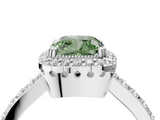 White gold Fancy Green Cushion  Cut Halo Diamond Ring with Pave Band and Four-Prong Setting_28