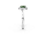 White gold Fancy Green Cushion Cut Halo Diamond Ring with Solitaire Band and Prong Setting_2