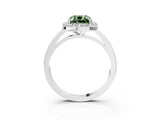 White gold Fancy Green Cushion Cut Halo Diamond Ring with Solitaire Band and Prong Setting_3