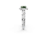 White gold Fancy Green Cushion Cut Halo Diamond Solitaire with Filigree Band and Four-Prong Setting_2