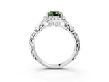 White gold Fancy Green Cushion Cut Halo Diamond Solitaire with Filigree Band and Four-Prong Setting_3