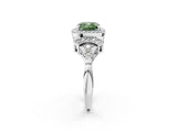 White gold Fancy Green Cushion Cut Halo Diamond Split Shank Engagement Ring with Four-Prong Setting_2