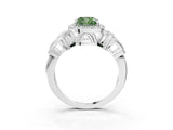 White gold Fancy Green Cushion Cut Halo Diamond Split Shank Engagement Ring with Four-Prong Setting_3
