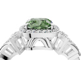 White gold Fancy Green Cushion Cut Halo Diamond Split Shank Engagement Ring with Four-Prong Setting_4