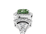 White gold Fancy Green Cushion Cut Halo Diamond Split Shank Engagement Ring with Four-Prong Setting_5