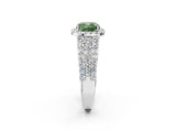 White gold Fancy Green Cushion Cut Halo Pavé Diamond Engagement Ring with Split Shank and Four-Prong Setting_5