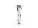 White gold Fancy Green Cushion  Cut Halo Pave Band Four-Prong Ring_84