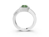 White gold Fancy Green Cushion  Cut Halo Pave Band Four-Prong Ring_85