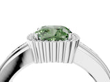 White gold Fancy Green Cushion  Cut Halo Pave Band Four-Prong Ring_93