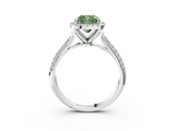 White gold Fancy Green Cushion  Cut Halo Pave Band Four-Prong Setting Ring_39