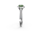 White gold Fancy Green Cushion  Cut Halo Pave Band Four-Prong Setting Ring_39