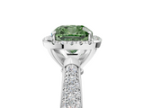 White gold Fancy Green Cushion  Cut Halo Pave Band Four-Prong Setting Ring_41
