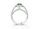 White gold Fancy Green Cushion  Cut Halo Pave Split Shank Prong Setting Ring_71