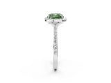 White gold Fancy Green Cushion Cut Halo Round Diamond Pavé Band with Four-Prong Setting_35