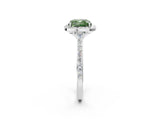 White gold Fancy Green Cushion Cut Halo Round Diamond Pavé Band with Four-Prong Setting_51