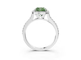 White gold Fancy Green Cushion Cut Halo Round Diamond Pavé Band with Four-Prong Setting_52