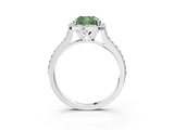 White gold Fancy Green Cushion Cut Halo Round Diamond Pavé Band with Four-Prong Setting_64