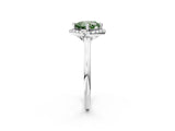 White gold Fancy Green Cushion Cut Halo Round Diamond Solitaire Engagement Ring with Pave Band and Four-Prong Setting_26