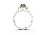 White gold Fancy Green Cushion Cut Halo Round Diamond Solitaire Ring with Pavé Band and Four-Prong Setting_15