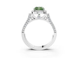 White gold Fancy Green Cushion Cut Halo Round Diamond Twist Band with Four-Prong Setting_27