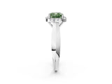 White gold Fancy Green Cushion  Cut Halo Solitaire Engagement Ring with Square Band and Four-Prong Setting_129
