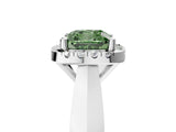 White gold Fancy Green Cushion  Cut Halo Solitaire Engagement Ring with Square Band and Four-Prong Setting_132