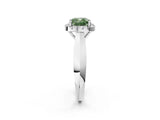 White gold Fancy Green Cushion  Cut Halo Solitaire Engagement Ring with Square Band and Four-Prong Setting_14