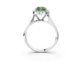 White gold Fancy Green Cushion  Cut Halo Solitaire Engagement Ring with Square Band and Four-Prong Setting_15